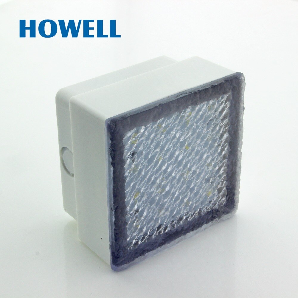 E01401 Howell IP67 Water Proof PC Vierkante 10x10 Auto stap LED Kristal Baksteen Verlichting Duidelijk Tuin Loopbrug Onder in Grond Lichten