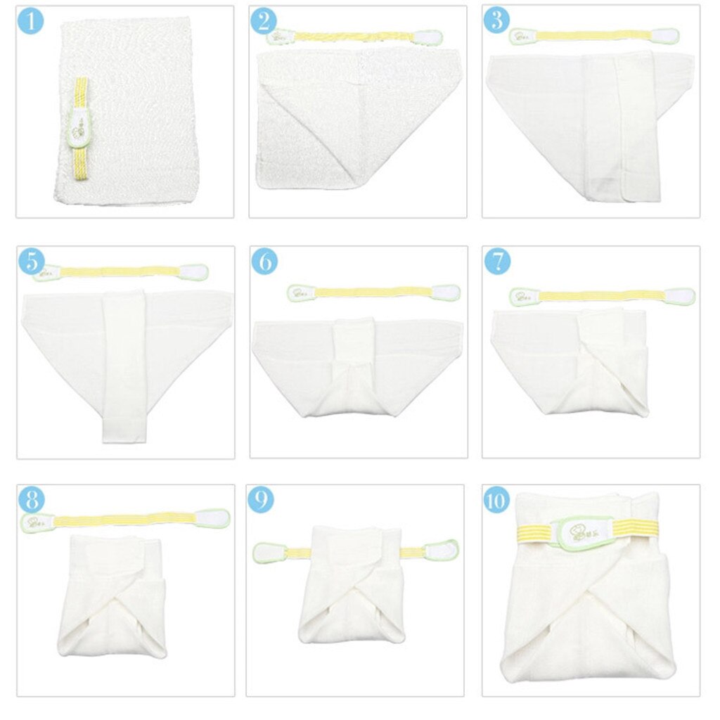 10 pcs Reusable Baby Diapers Cloth Diaper Inserts 1 piece 3 Layer Insert 100% Cotton Washable Babies Care Eco-friendly Diaper