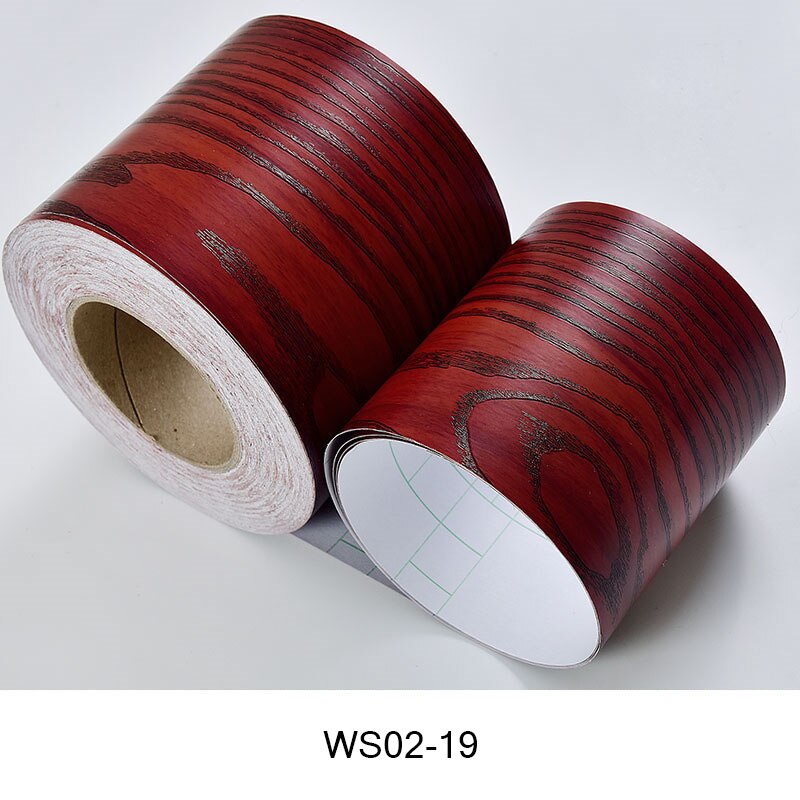 Självhäftande midjeklistermärke väggdekor pvc vattentät kakel badrum väggdekal trä ådring dekor sockel vinyl tapet: Ws02-19