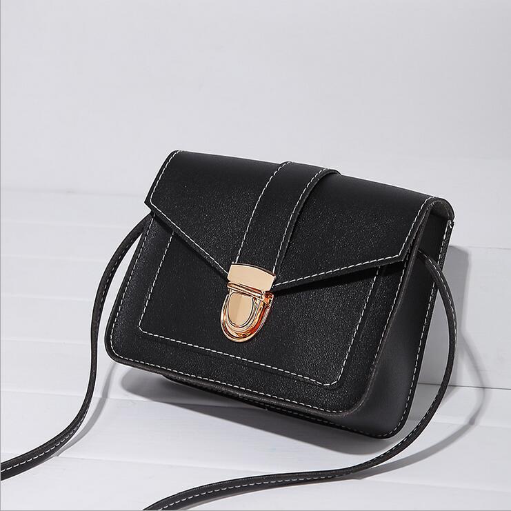 Small Crossbody Bags for Women PU Leather Shoulder Messenger Bag Bolsas Ladies Phone Purse Messenger bag: Black-1