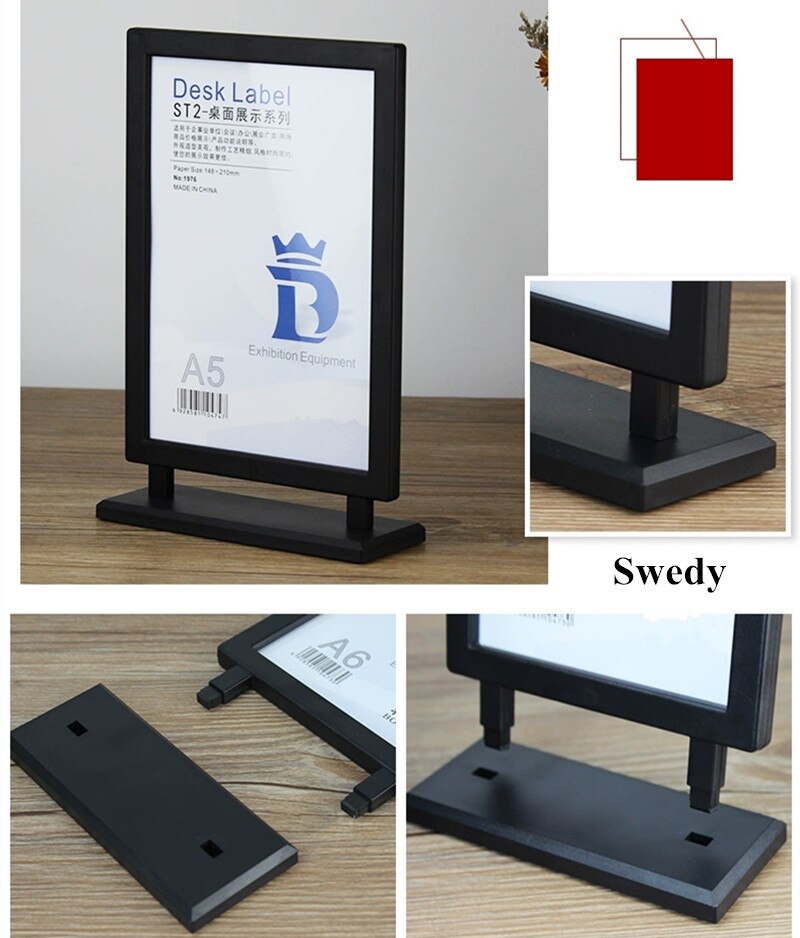 A5 T-Shape Double Side Acrylic Sign Holder Display Stand Menu Paper Holders Plastic Message Boards Poster Picture Frame