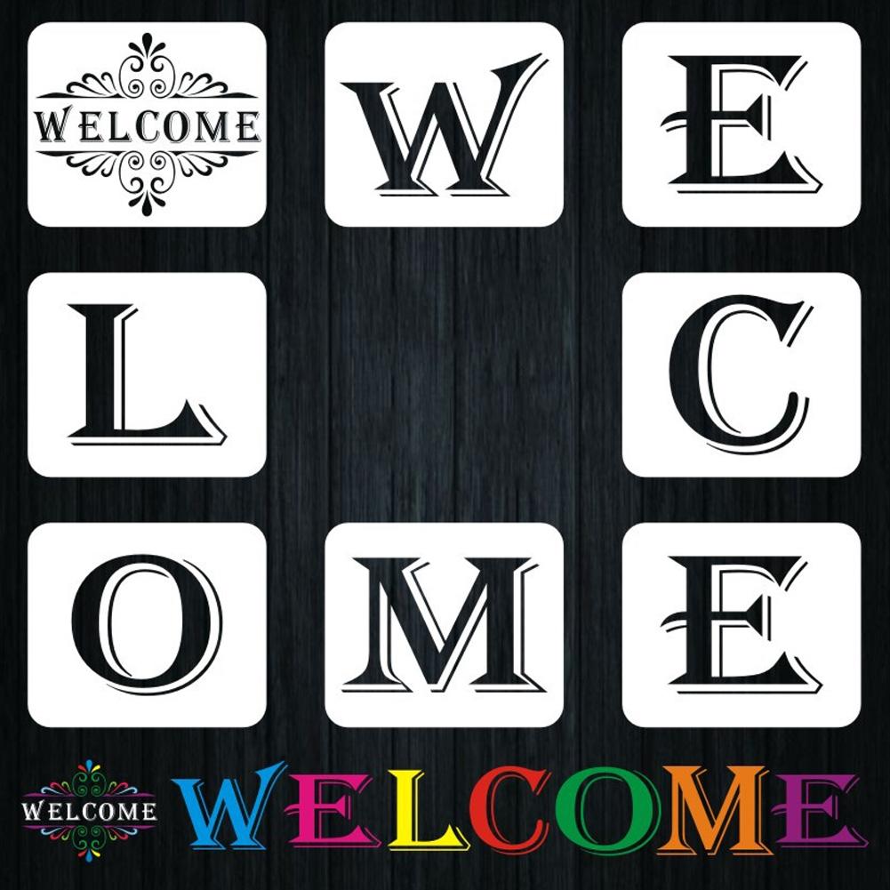 Welcome Sign Stencils Large Plastic Reusable Individual Letter Alphabet Drawing Templates For Hotel Home Porch Decorations DIY