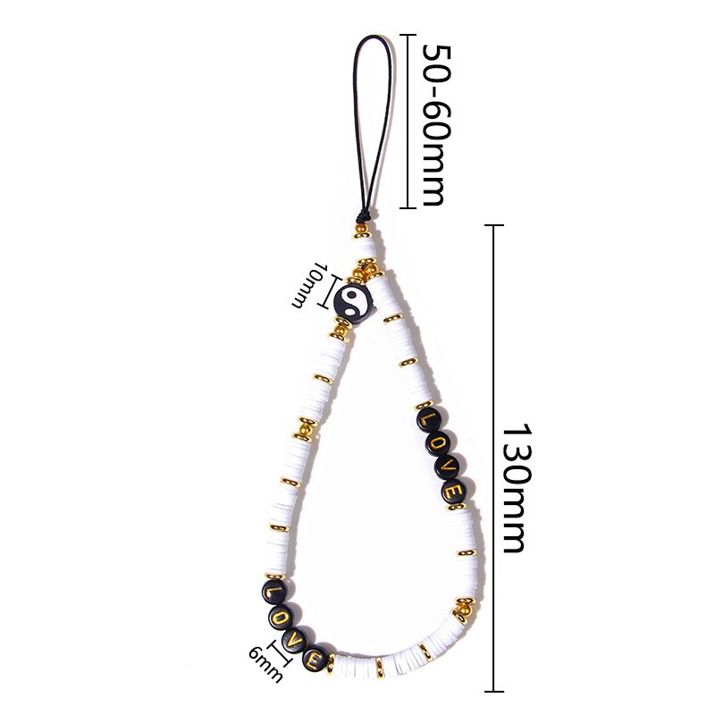 Heishi – bracelet de téléphone portable tendance, perles d'argile perlées, chaîne de téléphone, amour sourire fleur téléphone bijoux pour femmes Anti-perte: NO.9 Love