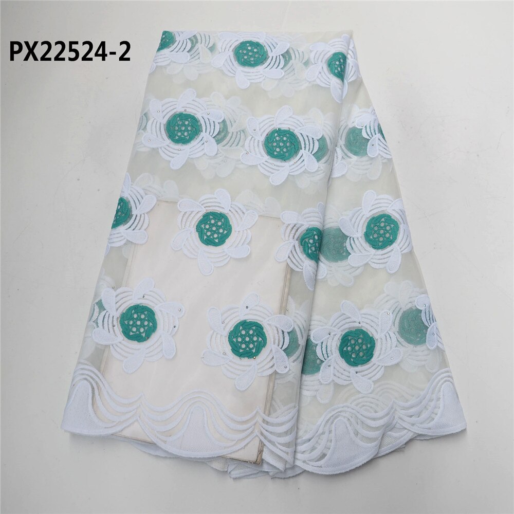 Nigeria white mesh lace embroidery fabric party dress: 2