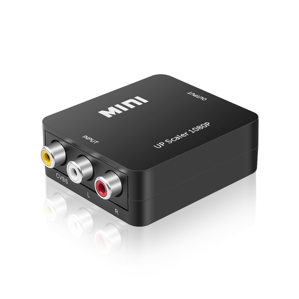RCA to HDMI-compatible Adapter AV to HDMI Converter RCA AV/CVSB L/R Video Composite AV Scaler Converter For PC HDTV Projector: Red