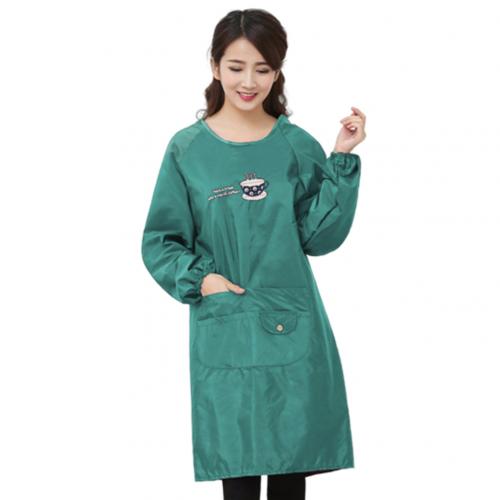 Vrouwen Donkere Kleur Waterdicht Olie Proof Huis Keukenschort Lange Sleve Bakken Bbq Chef Kiel: Blauw