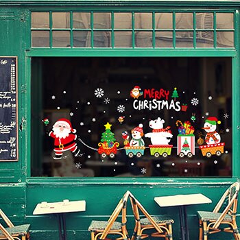 Glædelig jul aftagelige wallstickers butiksvindue glas klistermærker noel natal julepynt til hjemmet juleår: 10