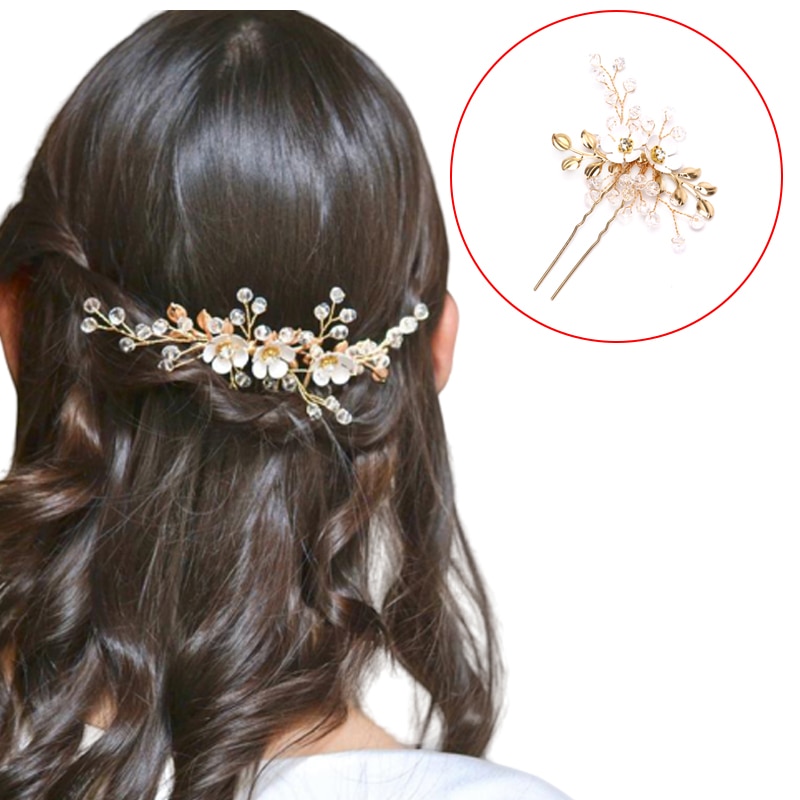 2PCS Hairpins For Women Headdress Bridal Hair Accessories Artificial Pearl Wedding Hair Pins Decoration Hair Ornaments Braid