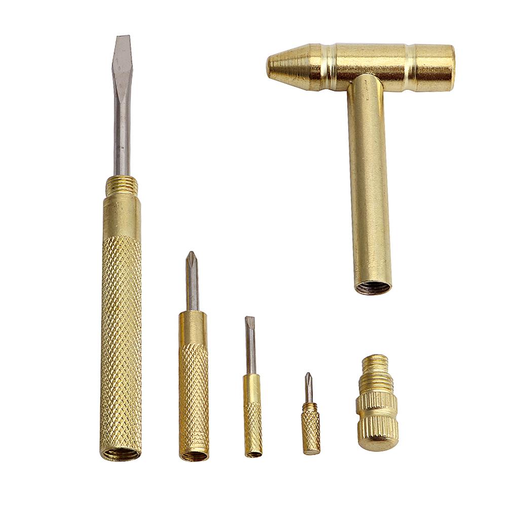 6 in1 Micro Mini Multifunction Copper Hammer 3 kinds Screwdrivers Hand Tools