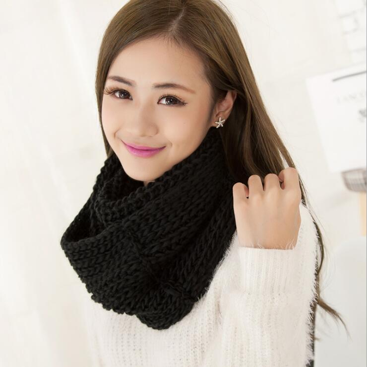 Winter Scarf Knitted Scarves Collar Neck Warmer Woman's Crochet Ring Spain Loop Women Scarves For Lady