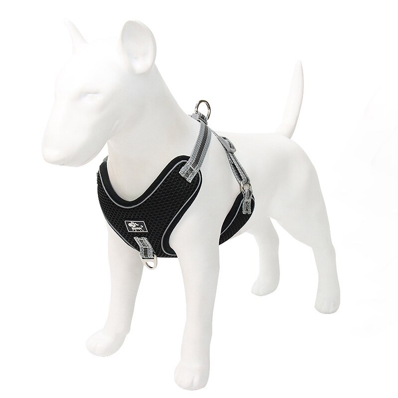 Large Dog Harness Vest big Dog Harnesses Breathable Mesh pet Walking lead Reflective dog chest strap for Labrador Husky Dogs: Black / XXXL