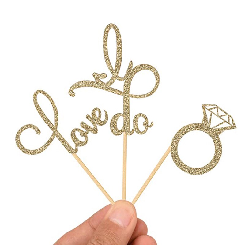 12Pcs Wedding Decoration Diamond Cupcake Toppers Love Cake Topper Bridal Shower Birthday Party Decorations Hen Party Favor
