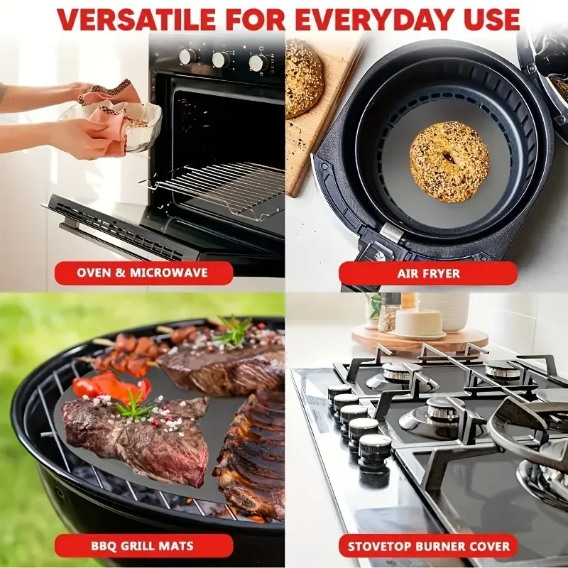 4 maten Non-stick Ovenvoeringen Herbruikbare BBQ Grill Mat Bakmat Barbecue Gereedschap Schoon Feestartikelen Keuken BBQ Tool