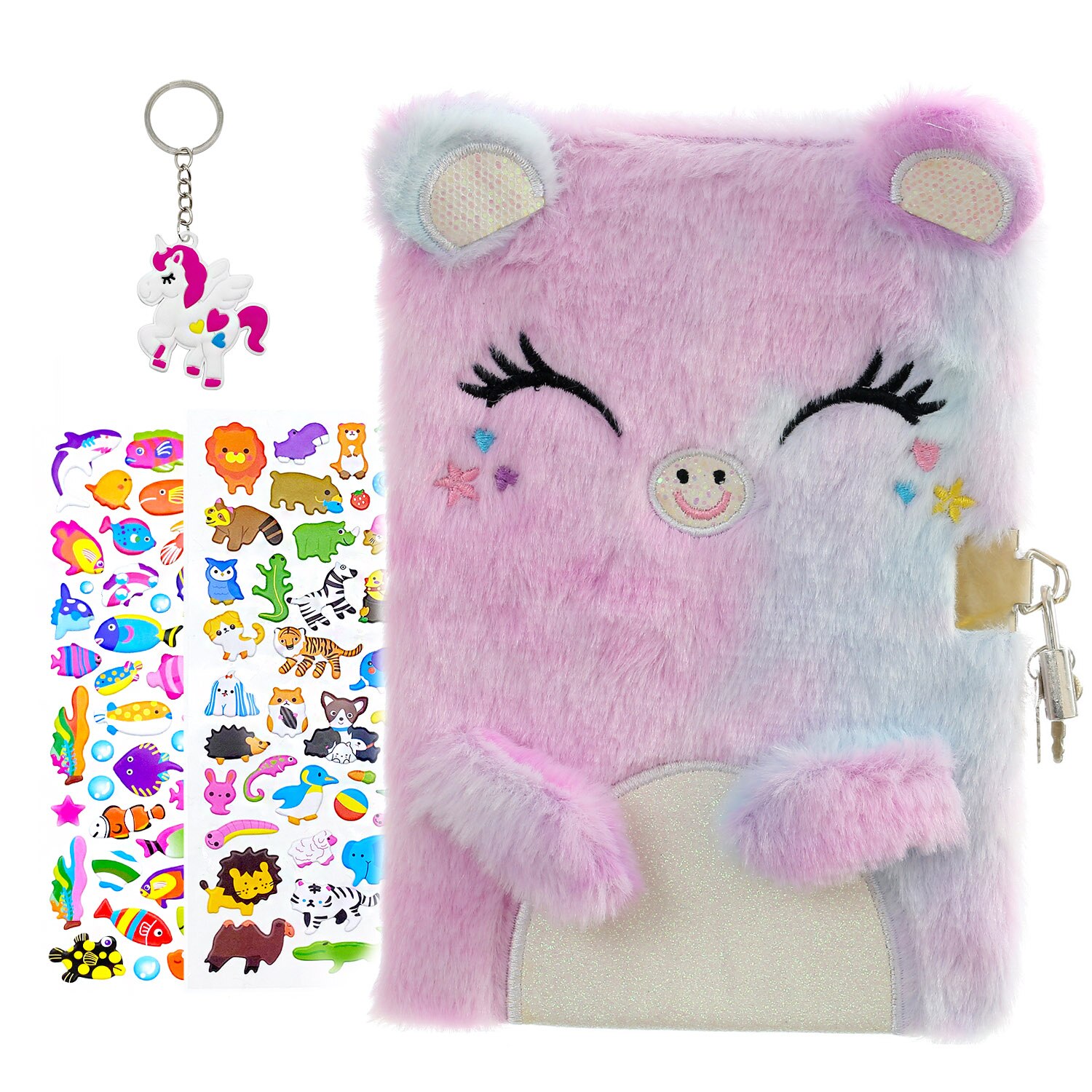 Pluche Notebook Met Slot Leuke Konijn Vos Dagboek Journal Voor Kids Meisjes Jongens 2022 Secret Planner Organizer Terug Naar School: Pattern 2