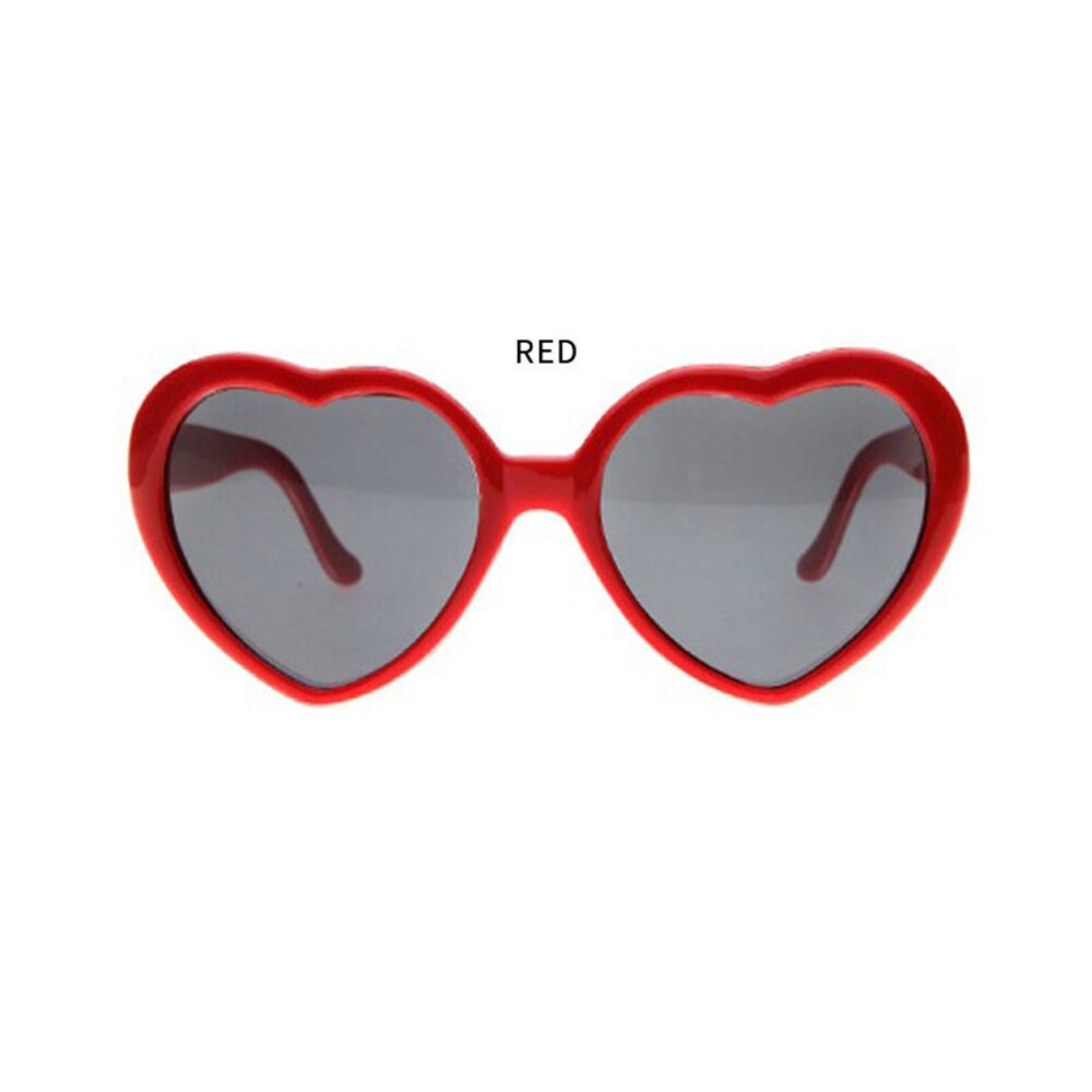Gafas de sol de con forma de corazón, lentes con efecto especial, cambio a la difracción del corazón, de noche: Red