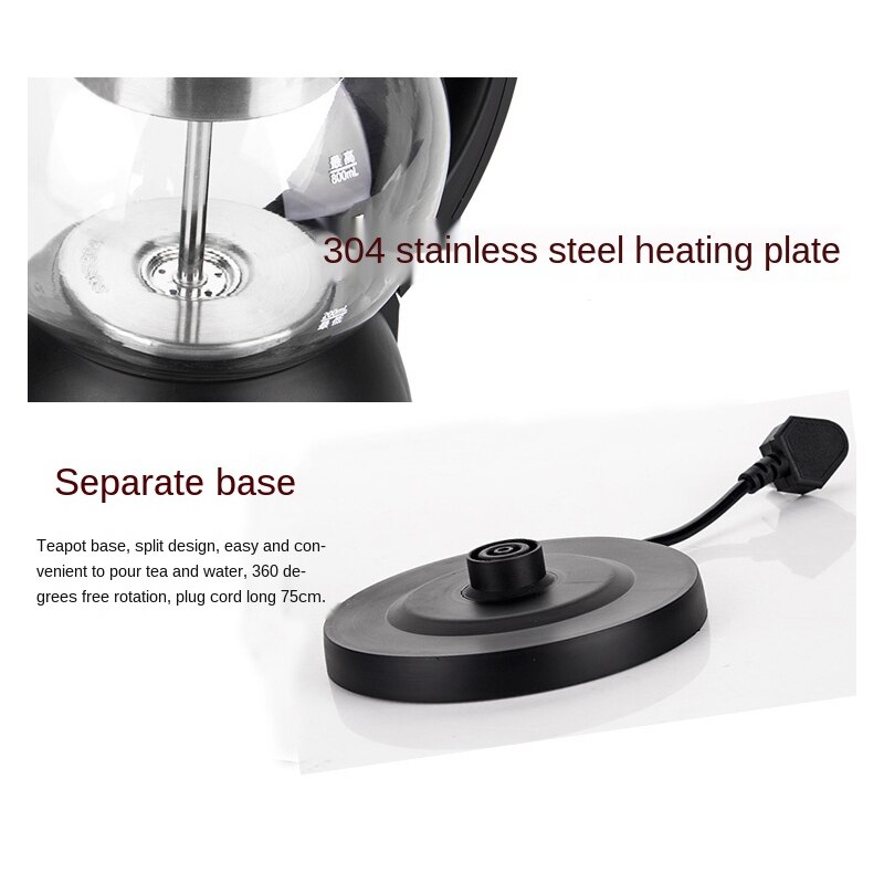 Tetera eléctrica multifuncional de vidrio para la salud, hervidor de agua de 1L, tetera de té, cafetera, Caldera de leche, tetera de Puer, 220V