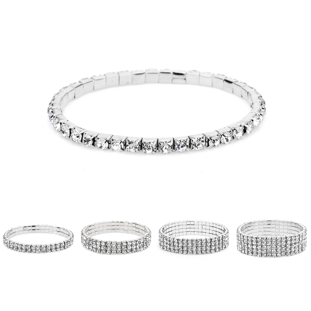 Stretchy Bracelet Anklet Ankle chain Diamante RhinestonesFoot JewelryCrystal Bracelet 1/2/3/4/5 Rows