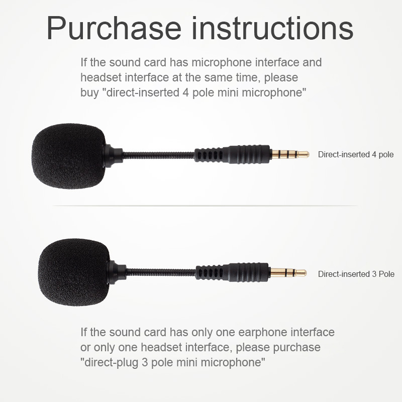 Mini micrófono de 3,5mm, 2 polos/3 polos/4 polos, micrófono Flexible para juegos, pluma para tarjeta de sonido/PC/portátil