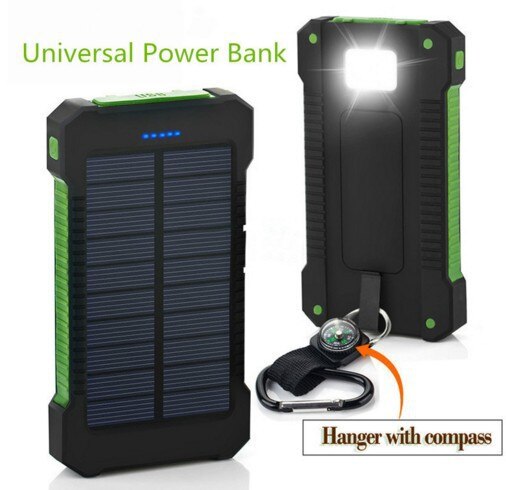 Chargeur solaire batterie portable solaire étanche 50000mAh, Ports USB externes banque d'alimentation de chargeur pour Smartphone 5s avec lumière LED