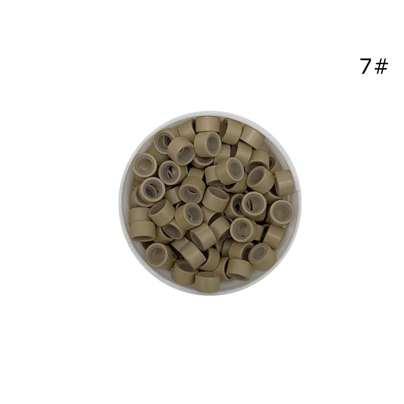3000 stk 5.0*3.0*3.0 mm mikroring med silikone silikone mikroperler til mikroring hårforlængelse: Nr .7 lys blond