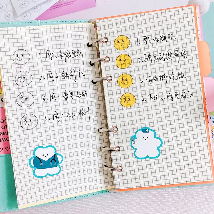 SIXONE Big Face Round Handbook Mood Sticker PVC Waterproof Sealing Paste Kawaii Notebook Computer Decorative stickers labels