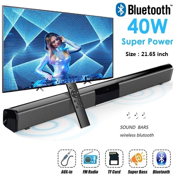 40W Super Power Draadloze Bluetooth Soundbar Speaker Subwoofer TV Home Theater Soundbar + Afstandsbediening