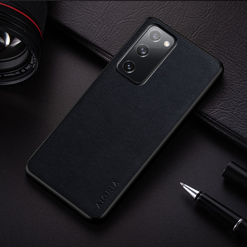 Schutzhülle für samsung Galaxis s s20 fe s20 Ultra Plus, schlichte, einfarbige schutzhülle aus textilleder, stoßfest, mit rückseite: Samsung  s20 Plus / Schwarz