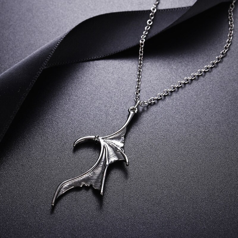 2Pcs Persoonlijkheid Punk Hart Wing Ketting Liefhebbers Vinatge Bat Wing Hart Koppels Hanger Ketting Set Mode Jewerly