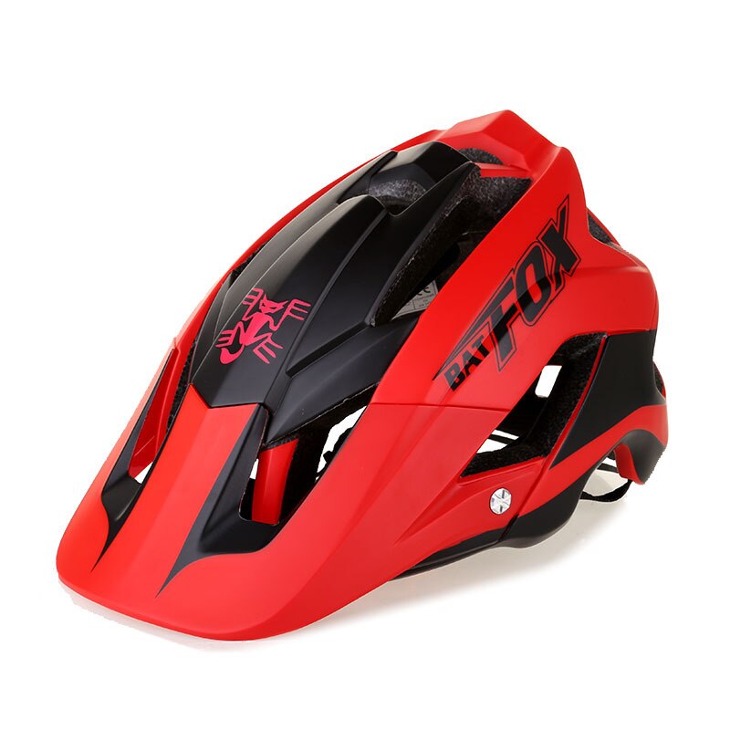 BATFOX Bicycle Helmet Bike Helmets Cycling Ultralight Overall Integrally-Molded Safety Mountain Road MTB Man Bicycle Equipment: Black and red