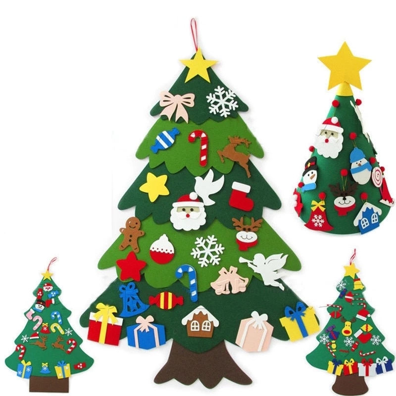 Diy Vilt Kerstboom Jaar Kids Speelgoed Muur Opknoping Ornamenten Kerst Verjaardag Advent Kalender Met Zakken