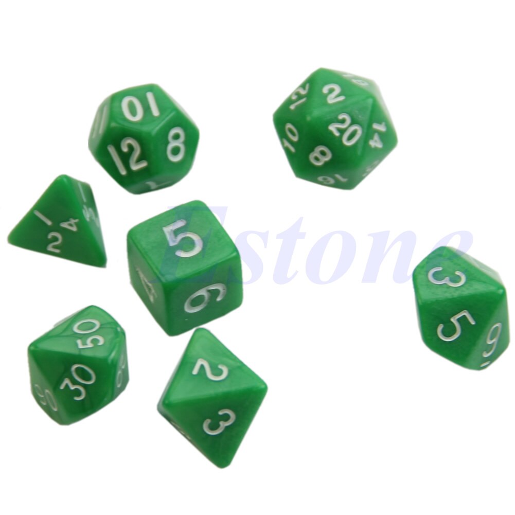 Wit 7Pcs Zijdige Dobbelstenen D4 D6 D8 D10 D12 D20 Dungeons & Dragon D & D Rpg Poly Game set N0HA