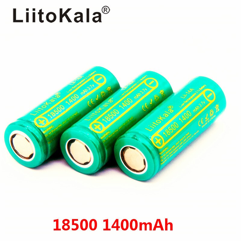 LiitoKala Lii-14A 18500 1400mAh 3.7V 18500 Batterij Oplaadbare Batterij Recarregavel Lithium Li-Ion Batteies Voor LED Flas: 3pcs
