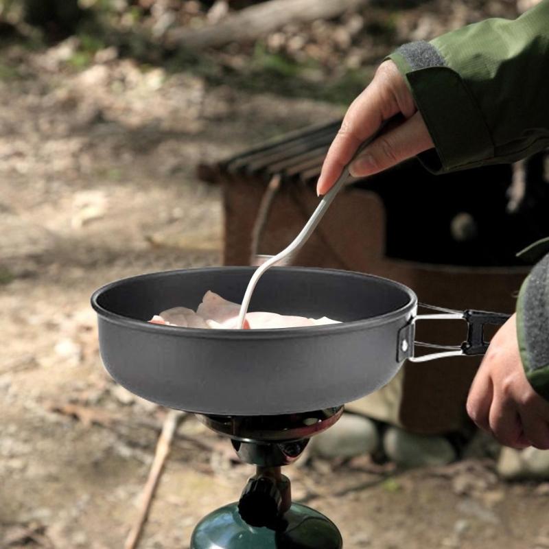 draussen Topf Klassische Zarte Textur draussen Camping Wandern Kochgeschirr Picknick Pfanne Wasserkocher Teekanne Faltbare Gabel Bausatz