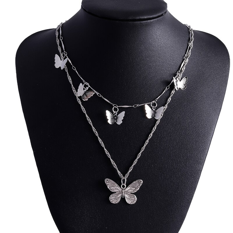 Luxuriöse Kristall Multilayer Schmetterling Halsketten für Frauen Nette Perle Choker Halsketten Anhänger Mädchen Schmuck Geburtstag: Style 8