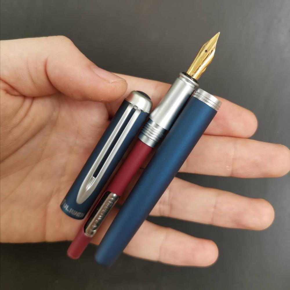 Old Stock Fuliwen Fountain Pen Matte Dark Blue Ink Pen Medium Nib Business Stationery Office school supplies Writing