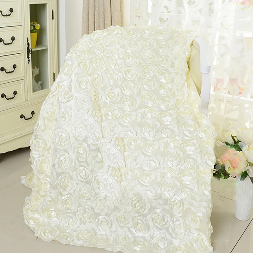 Hochzeit Dekoration 3D Satin- Rose Spitze Teppich Bestickte Festival Feier Blume Teppich Braut Hochzeit Teppich Vorhang Dekor: Gelb