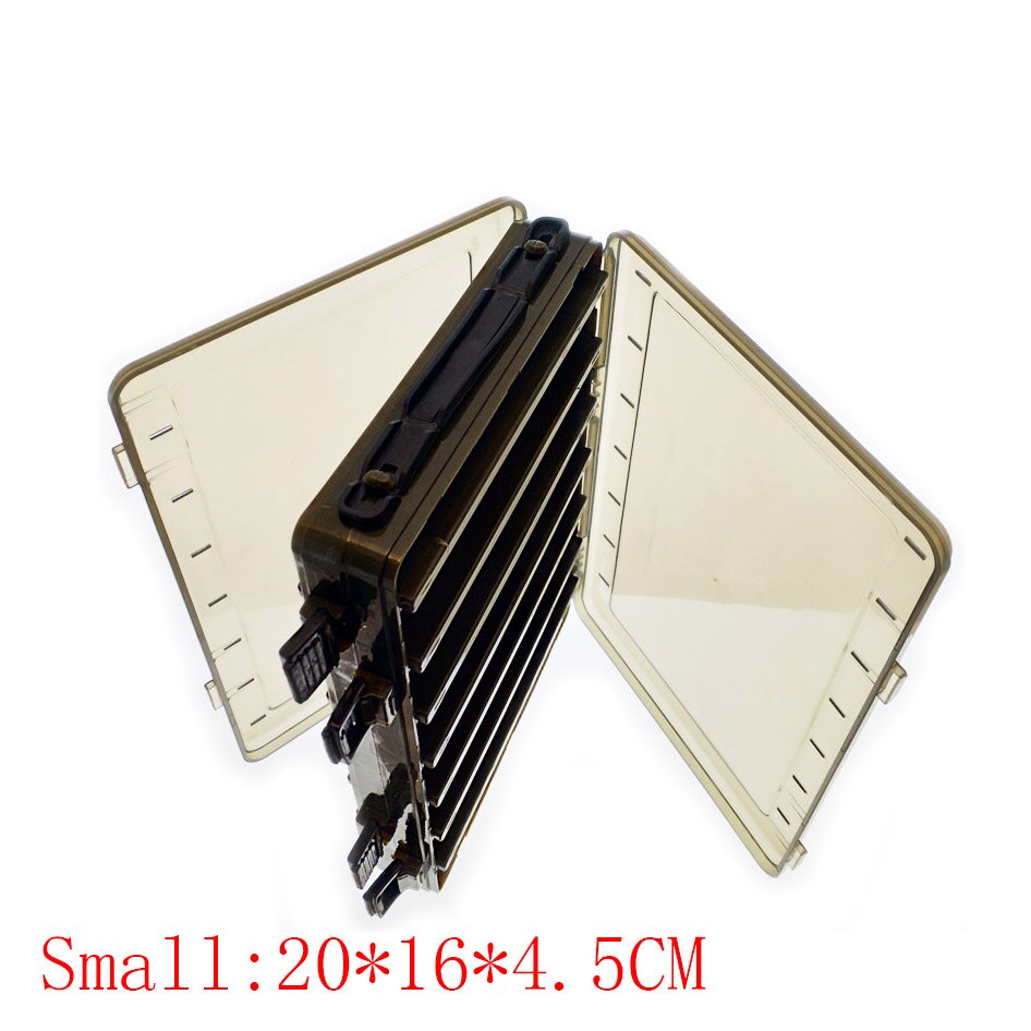 Fishing Lure Box Tackle Box Double-decker Sub-bait Box Portable Bait Fishing Gear Storage Box Double Sided Tackle Box: small brown