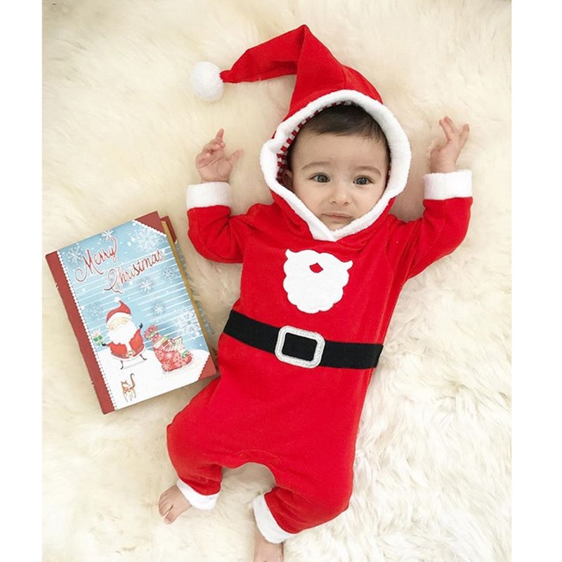 Children's Wear Baby Boy Girl Infant Long Sleeve Christmas 100% Soft Cotton Fleece Romper Jumpsuit Playsuit Clothes 0-24M DS19