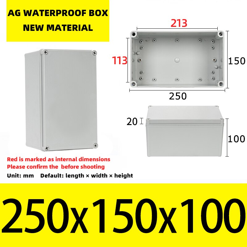 Big Size Outdoor Waterproof Case Enclosure Plastic Box Electronic Project Case Waterproof Junction Box for Electronics: 250x150x100mm