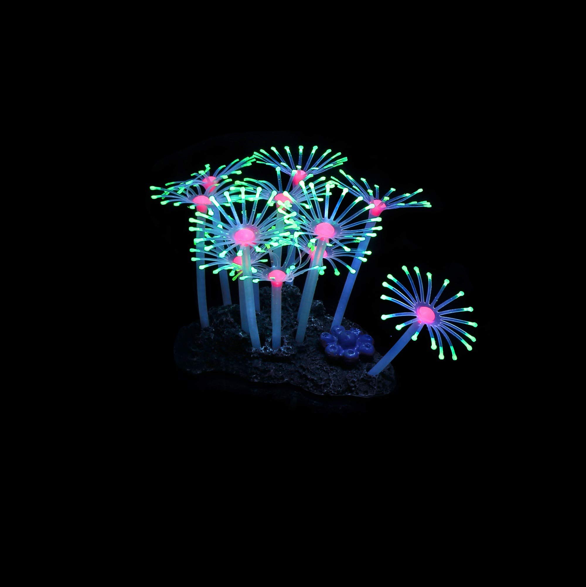 Planta de silicona brillante para acuario, adornos de simulación para pecera, 4 piezas: Rosa