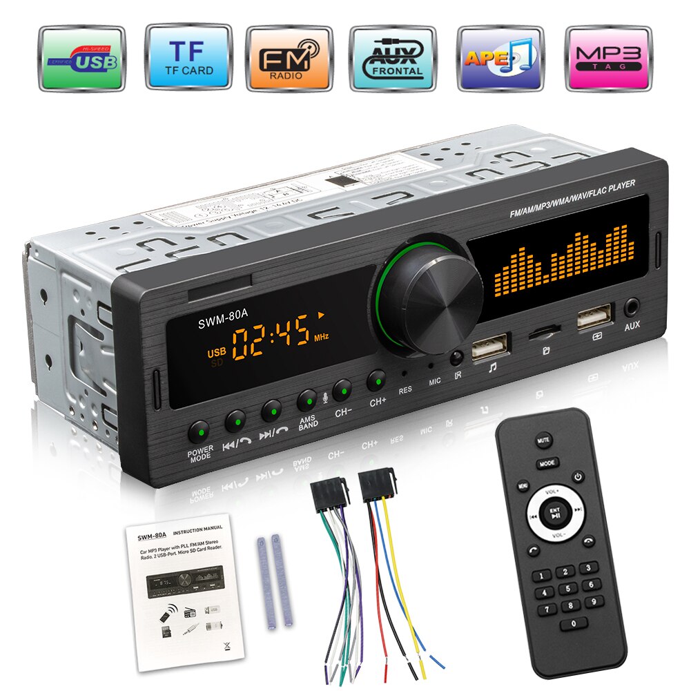 Swm -80b single 1 din autoradio mit dual-screen-multimediasystem,  mp3- player-audiokopie, tf-, usb- und aux-eingangssuche, autoradiokopf
