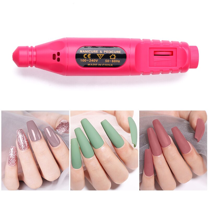 Máquina de clavos eléctrica con carga USB de 5 tamaños de 20000 RPM, taladros para quitar esmalte, pedicura, 6 uds, archivo enarenado de uñas, bandas para arte de uñas