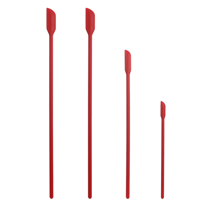 4pcs Mini Silicone Spatula Set Lengthened Jam Spatula Cosmetic Bottle Spatula Fruit Sauce Scraper Kitchen Utensils Accessories: 4PCS-Red