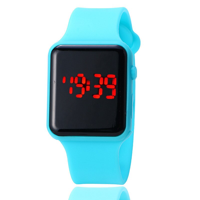 Novo confortável relógio de moda crianças silicone relógio led criança pulseira esporte simples adolescente/menina relógio de pulso: Céu Azul