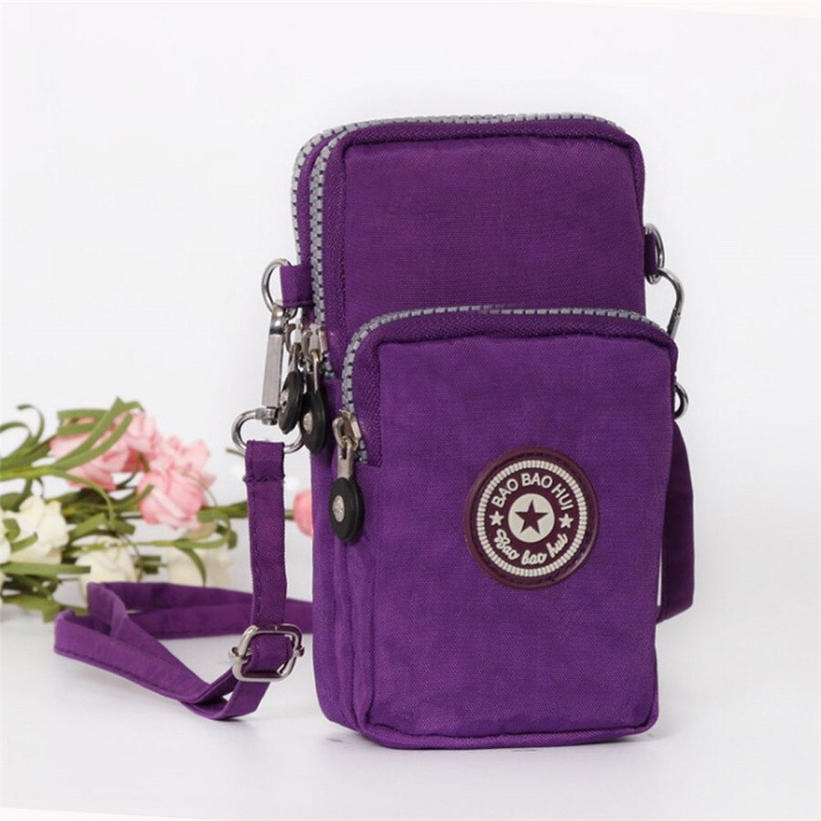 Modern Cross-body Mini Mobile Phone Shoulder Bag Pouch Case Belt Handbag Purse Wallet Storage Bag: purple