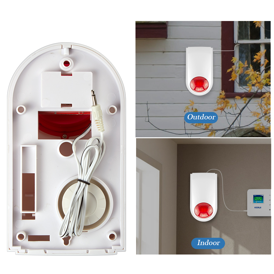 KERUI Wired Siren Outdoor Strobe Flash Siren Smart Home Alarm For Wireless Alarm System Security