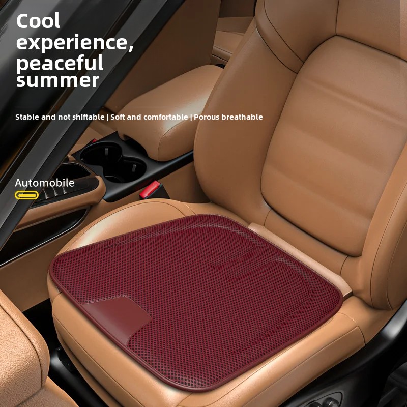 Cojín para asiento de coche, seda de hielo, transpirable, antideslizante, Interior del vehículo, conductor principal, almohadilla de ventilación de panal, Universal para las cuatro estaciones