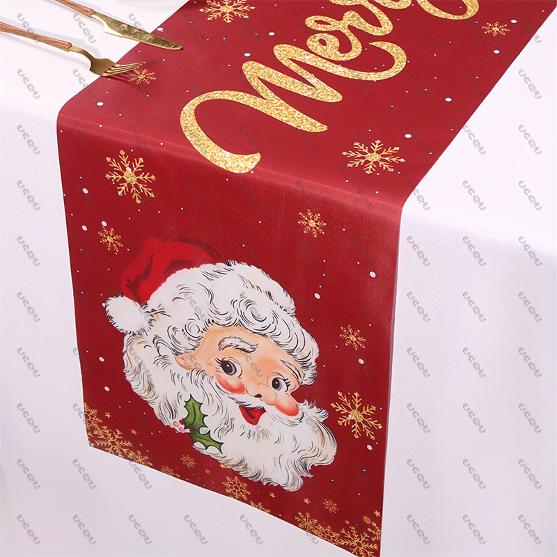 Jul linne bordslöpare dekorativ tyg flagga familj fest jul hem matsal kök halloween jultomten