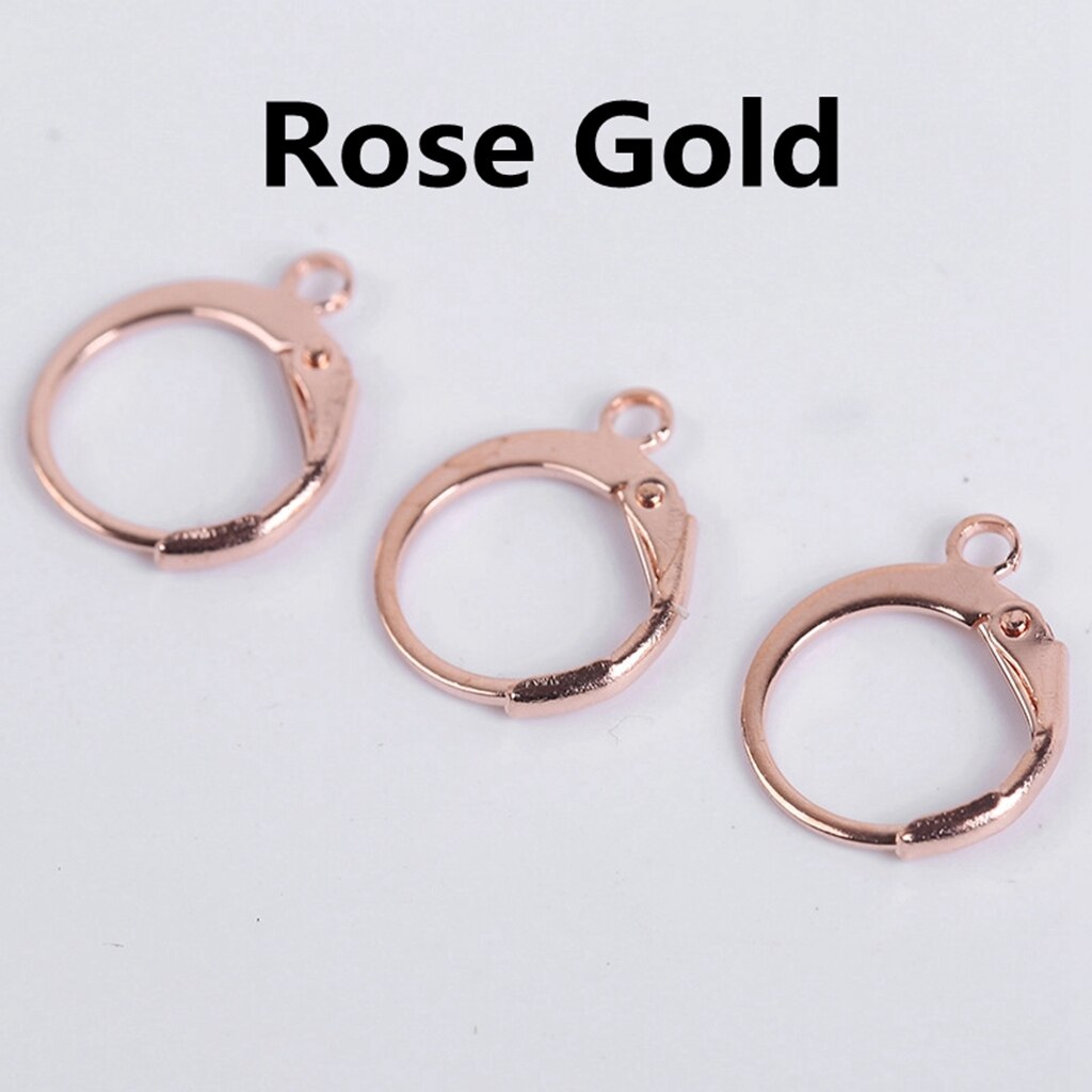 20 pz/lotto 14*12mm orecchini a molla ganci impostazioni filo cerchi di Base per gioielli che fanno forniture risultati gioielli fai da te accessori: Rose Gold