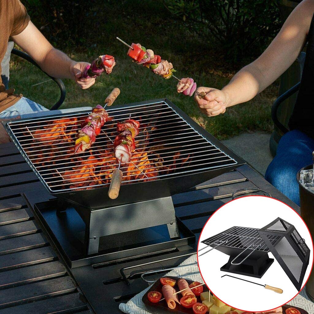 40#  utendørs firepit-steelbbq grille holdbart stål til bakgårdshage beachescamping bærbar enkel grille